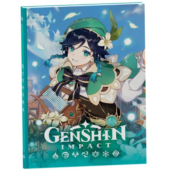 Ежедневник Genshin Impact на каждый день с наклейками (зеленый).