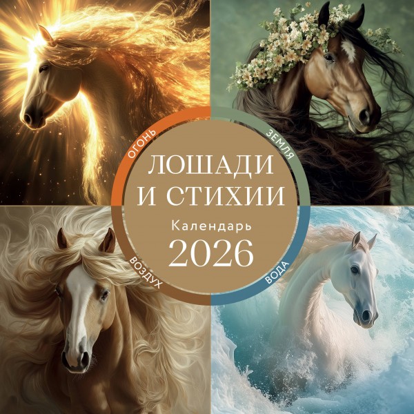 Лошади и стихии. Земля, Воздух, Вода, Огонь. Календарь настенный на 2026 год.